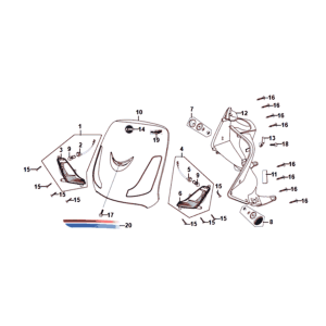 Indicatori di direzione anteriori Protezione interna della gamba Sym Fiddle II euro4 (LX-17348) Chestnut Brown