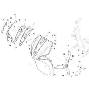 Coperchio anteriore Piaggio Liberty 125 IGET 3V IE ABS Euro 4 2015-2019