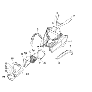 Coperchio anteriore Piaggio MP3 300 LT Sport 2009-2014 stella bianca 595