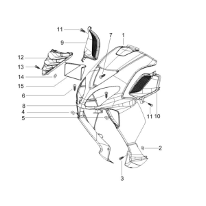 Coperchio anteriore Piaggio NRG Power DD 50 2 tempi LC 2007-2017 nero opaco 80/B