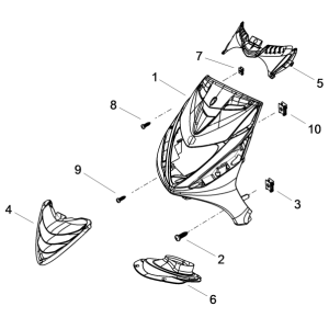 Coperchio anteriore Piaggio Zip 50 SP 2 tempi LC 2006-2013 red dragon 894
