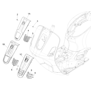 Piastra anteriore Vespa GTS 300 ie 2008-2016 (con e senza ABS) nera 94
