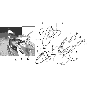 Coperchio anteriore - Parafango anteriore - Indicatori anteriori Sym DD50 blu