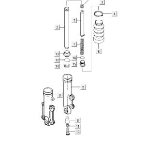 Parti della forcella anteriore Kymco Vitality 50 2 tempi AC in argento perlato