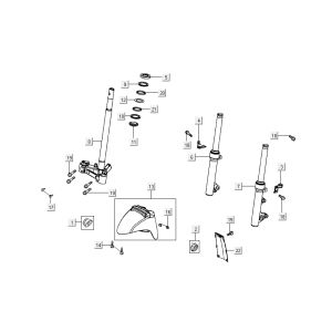 Forcella anteriore - Corona - Cuffia - Parafango anteriore Kymco Sento 50 4 tempi bianco