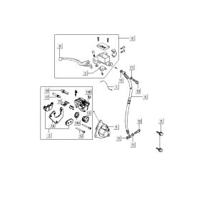 Cilindro del freno - Leva del freno - Tubo freno Kymco City 16' 4 tempi bianco
