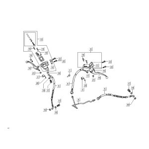 Cilindro del freno - Leva del freno - Tubo del freno Kymco Super9 2 tempi nuovo modello argento