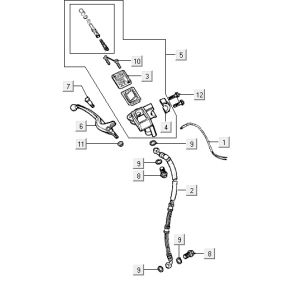 Cilindro del freno - Leva del freno - Tubo del freno Kymco Vitality 50 2 tempi AC argento perlato