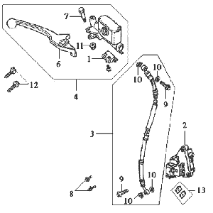 Pinza freno anteriore Brake Lever Brake Line Sym DD50 blu