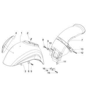 Parafango anteriore Vespa S 50 4 tempi 4V AC grigio titanio 742/B