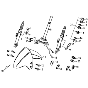 Forcella anteriore - Cuffia - Parafango anteriore Sym Jet 4 (R086) rosso