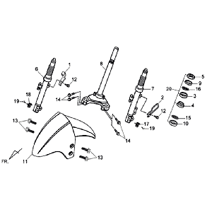 Forcella anteriore - Cuffie - Parafango anteriore Sym Symphony SR (S880S) argento
