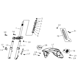Forcella anteriore - Cuffia - Parafango anteriore AGM FoX rosso opaco