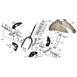 Forcella anteriore - Cuffia - Parafango anteriore AGM LX nero