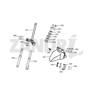 Forcella anteriore - Cuffia - Parafango anteriore Santini Capri argento