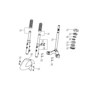 Forcella anteriore - Cuffia - Parafango anteriore Kymco Grand Dink 2 tempi Silver