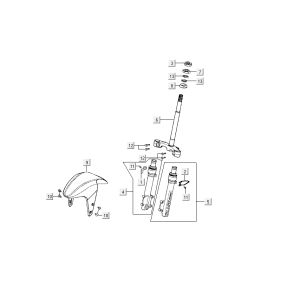 Forcella anteriore - Cuffia - Parafango anteriore Kymco Super9 50 2 tempi AC old model race nero giallo