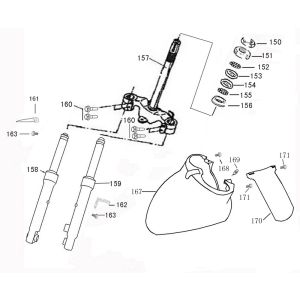 Forcella anteriore - Cuffia - Parafango anteriore Rover Riva II blu scuro
