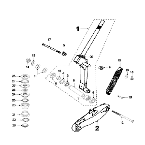 Forcella anteriore - Cuffie Peugeot Speedfight 2 50 LC argento a 2 tempi