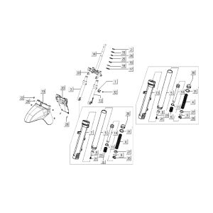 Forcella anteriore - Cuffia - Parafango anteriore Kymco Like 4 tempi grigio scuro