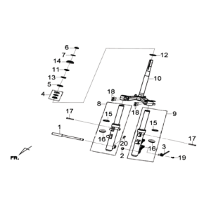 Forcella anteriore/auricolare/piastra anteriore Sym Joymax 300I ABS E3 2014-2016