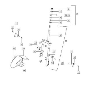 Forcella anteriore - Cuffie Kymco Agility 12" 4 tempi nere
