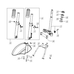 Forcella anteriore - Cuffie Kymco Yup 50 2 tempi AC nere lucide