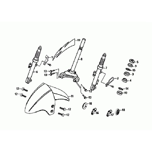 Forcella anteriore - Cuffia - Parafango anteriore Sym Orbit II Euro 4 argento opaco