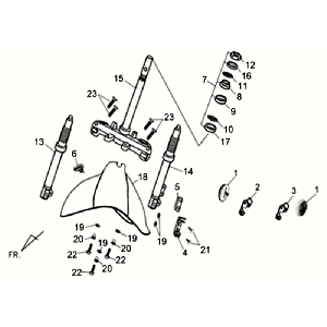 Forcella anteriore - Cuffia - Parafango anteriore Sym Allo GT (BK007U S882U) nero argento