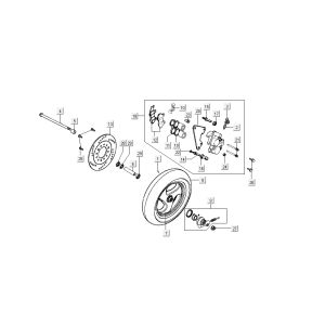 Ruota anteriore - Pinza - Pastiglie freno - Disco freno Kymco Super9 50 2 tempi AC nuovo modello argento - nero