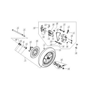 Ruota anteriore - Pinza - Pastiglie freno - Disco freno Kymco Grand Dink 2 tempi Silver