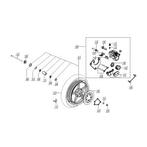 Ruota anteriore - Pinza freno - Pastiglie freno - Disco freno Kymco People S 50 4 tempi Elegance nero