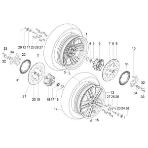 Ruota anteriore Piaggio MP3 300 HPE/300 HPE Sport ABS Euro 5 2020-2022
