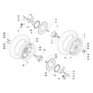Ruota anteriore Piaggio MP3 300 ie LT Business - Sport (con e senza ABS) 2016-2018