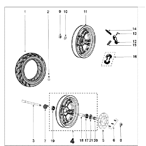 Ruota anteriore - Ruota posteriore Peugeot Kisbee RS bianca