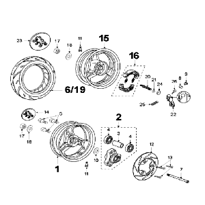 Ruota anteriore - Ruota posteriore Peugeot Speedfight 2 50 2 tempi AC nera