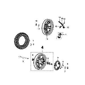 Ruota anteriore - Ruota posteriore Peugeot Speedfight 4 50 4 tempi AC rosso/nero