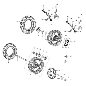 Ruota anteriore - Ruota posteriore Peugeot Vivacity 2 50 2 tempi AC Euro 2