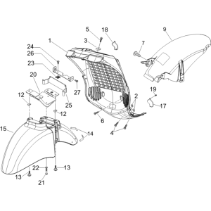 Parafango anteriore - parafanghi Piaggio Beverly 500 Euro 3 2007-2012 nero 94