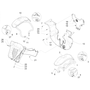 Parafango anteriore - Parafanghi Piaggio MP3 350 Maxi Sport ABS Euro 4 2018-2020