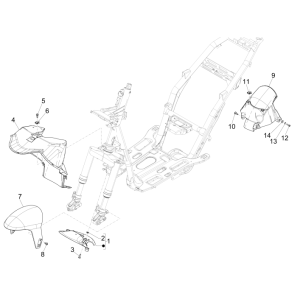Parafango anteriore - Parafanghi Piaggio NRG Power DD 50 2 tempi LC 2007-2017 nero opaco 80/B