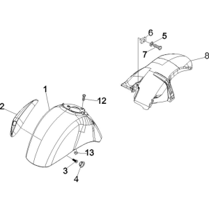 Parafango anteriore - Parafanghi Vespa GTS 250 ie 2005-2009 (con ABS) rosso vintage 820/A