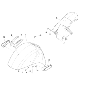 Parafango anteriore - Parafanghi Vespa GTS 300 ie 2008-2016 (con e senza ABS) grigio titanio 707/C