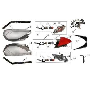 Parabrezza per moto - Scatola porta casco - portapacchi posteriore AGM LX bianco