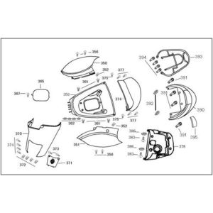 Parabrezza per moto - Helmbak - portapacchi posteriore Berini Sprint bianco