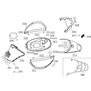 Parabrezza per moto - Helmbak - portapacchi posteriore Edwards Tomorrow Riva II blu scuro