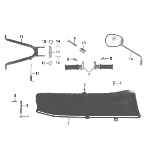 Sella - Cavalletto centrale - Specchietto - Poggiapiedi Zundapp C50 Sport 517-21L0