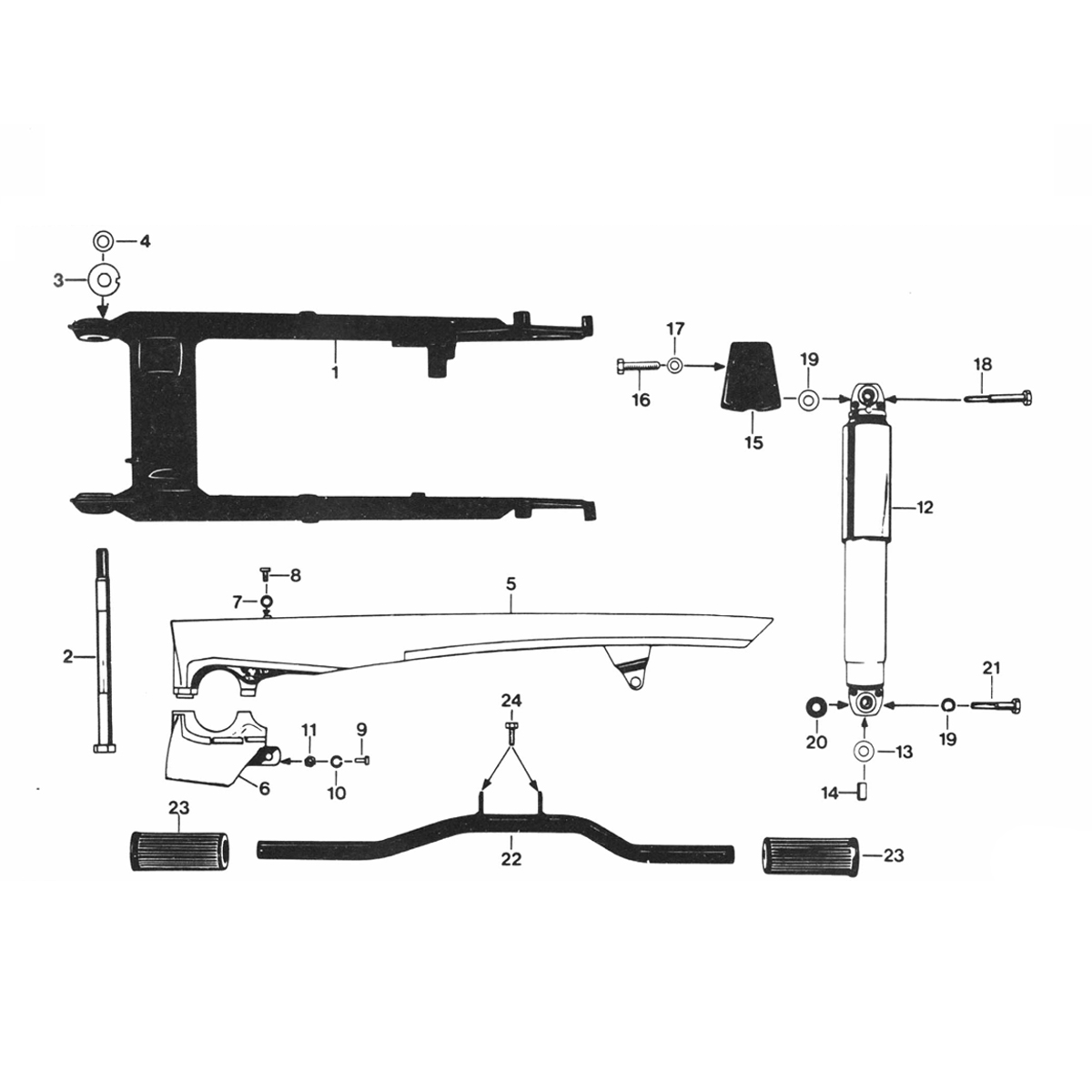Forcellone posteriore - Protezione catena - Ammortizzatore Zündapp C50 Sport 529-010