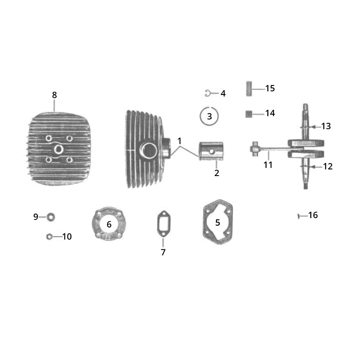 Cilindro - Pistone - Testata cilindro - Albero motore Zündapp GTS 50 517-39L0